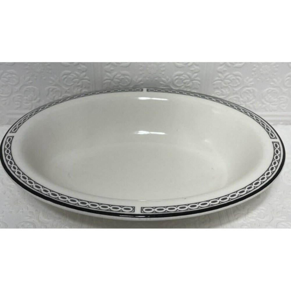 BUFFALO CHINA White w/ Black Rim Design Restaurant Ware Oval SERVING BOWL 10 In